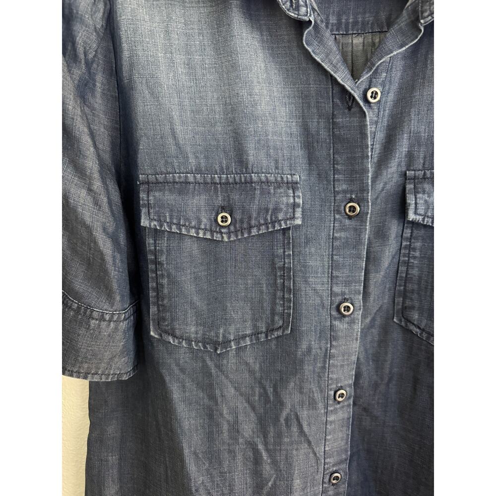 Billy T Women’s Denim Button Up Puff Sleeve Blouse Size Small Boho Chic Casual - Picture 7 of 10